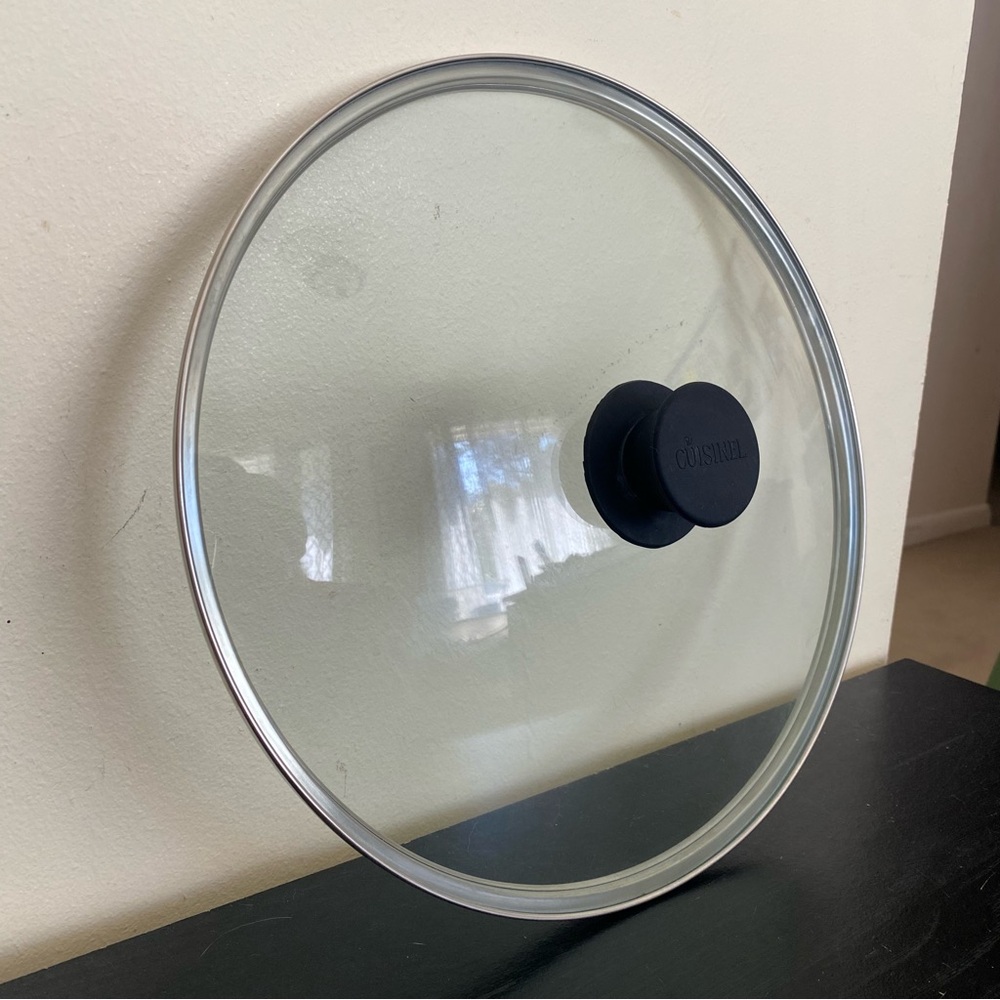 Cuisinel 12” Tempered Glass Pan Lid Replacement Skillet Cover Black Knob Handle